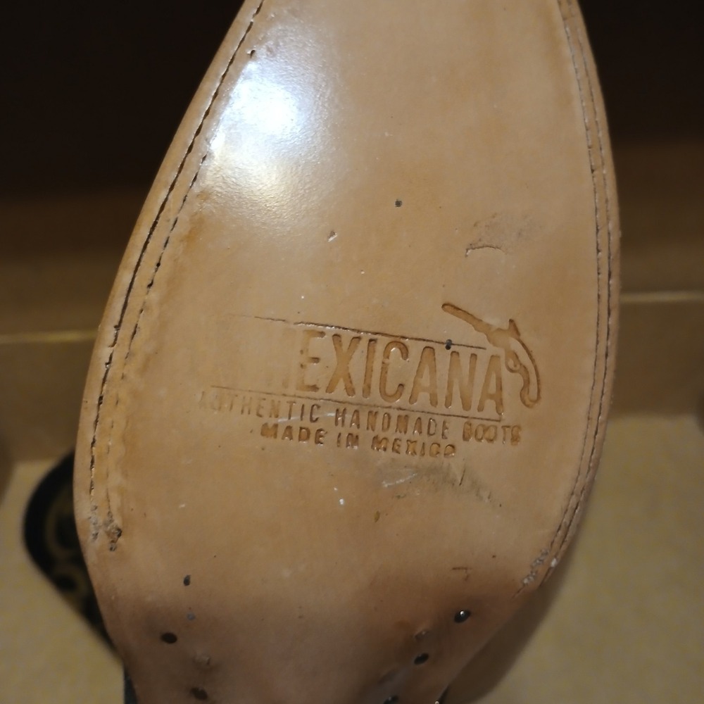 La Mexicana Men Brown Yellow Gold Glitter Western Cowboy Boots Size 27 (9 US) - Picture 6 of 10